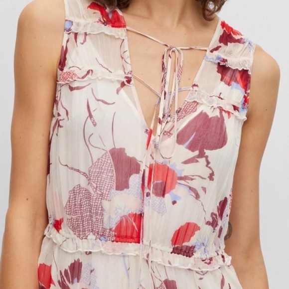 Hugo Boss Women’s Sheer Chiffon Floral Print Maxi Dress XS-S sample New NWOT - Picture 16 of 17